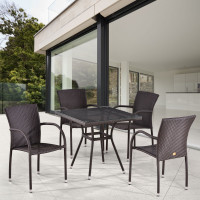 Комплект плетеной мебели T283BNT-W2390/Y282A-W52 Brown 4Pcs Комплект плетеной мебели T283BNT-W2390/Y282A-W52 Brown 4Pcs